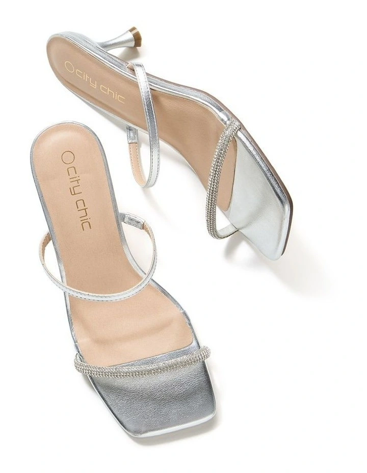 Wide Fit Keira Heel in Silver image 6