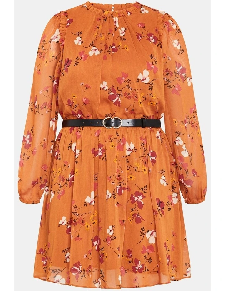 Maddie Floral Print Mini Dress in Amber image 3