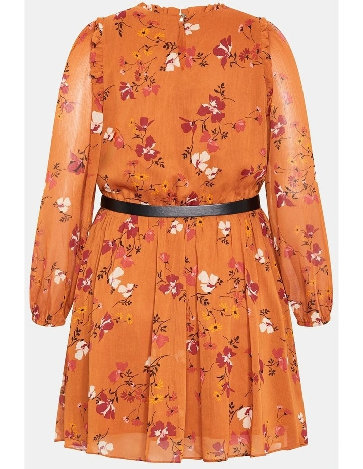 Maddie Floral Print Mini Dress in Amber image 4