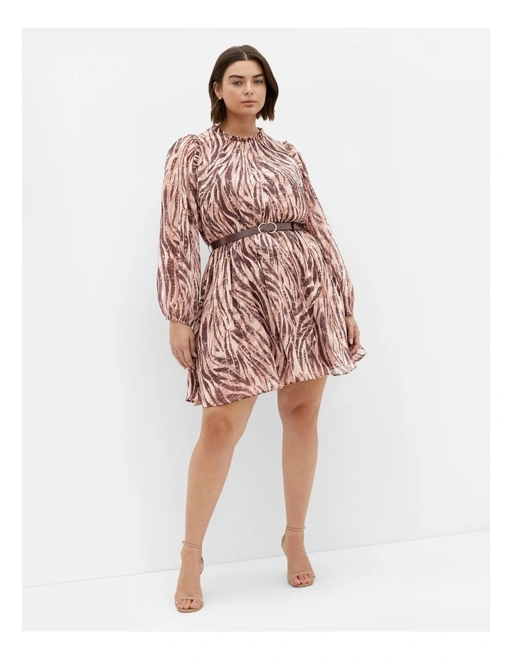 Maddie instinct Print Mini Dress in Latte image 2