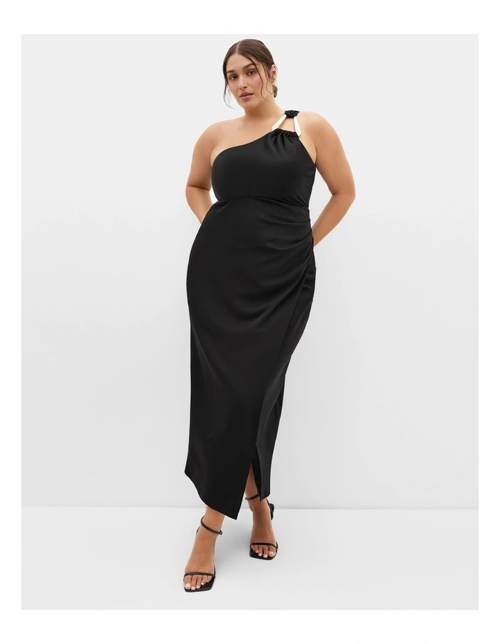 Joy One Shoulder Maxi Dress in Black image 1