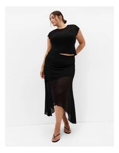 Brie Lace Knit Top in Black