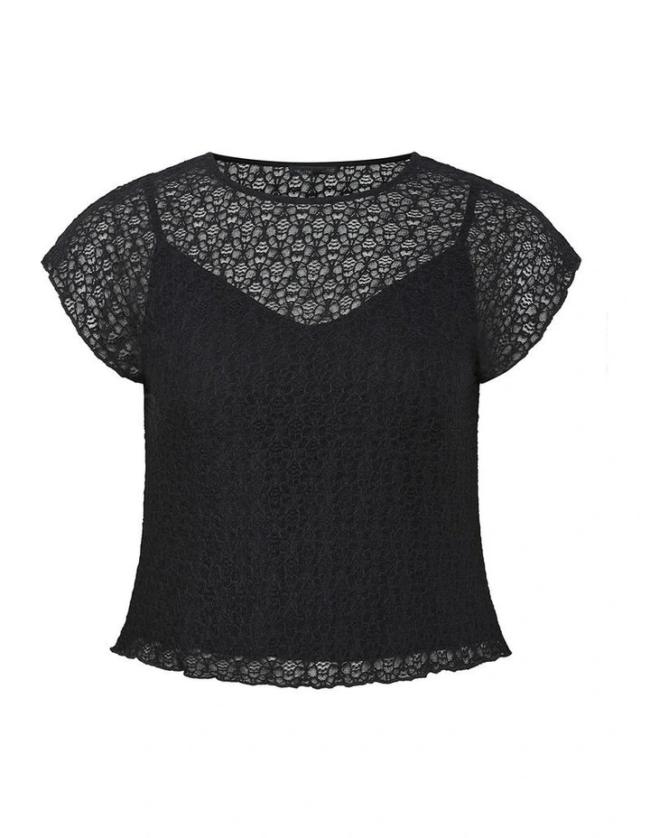 Brie Lace Knit Top in Black image 3