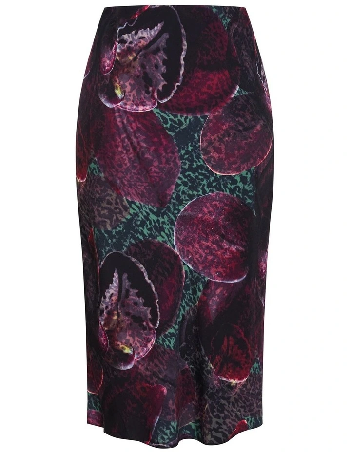 Sienna Orchid Print Midi Skirt in Blackberry image 3