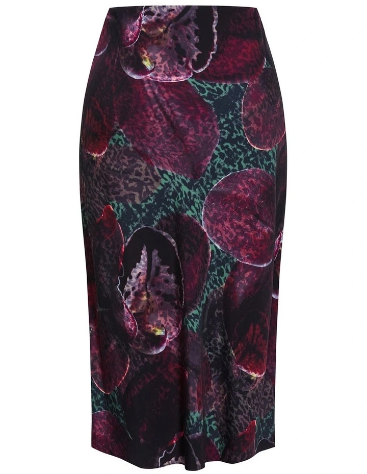 Sienna Orchid Print Midi Skirt in Blackberry image 4