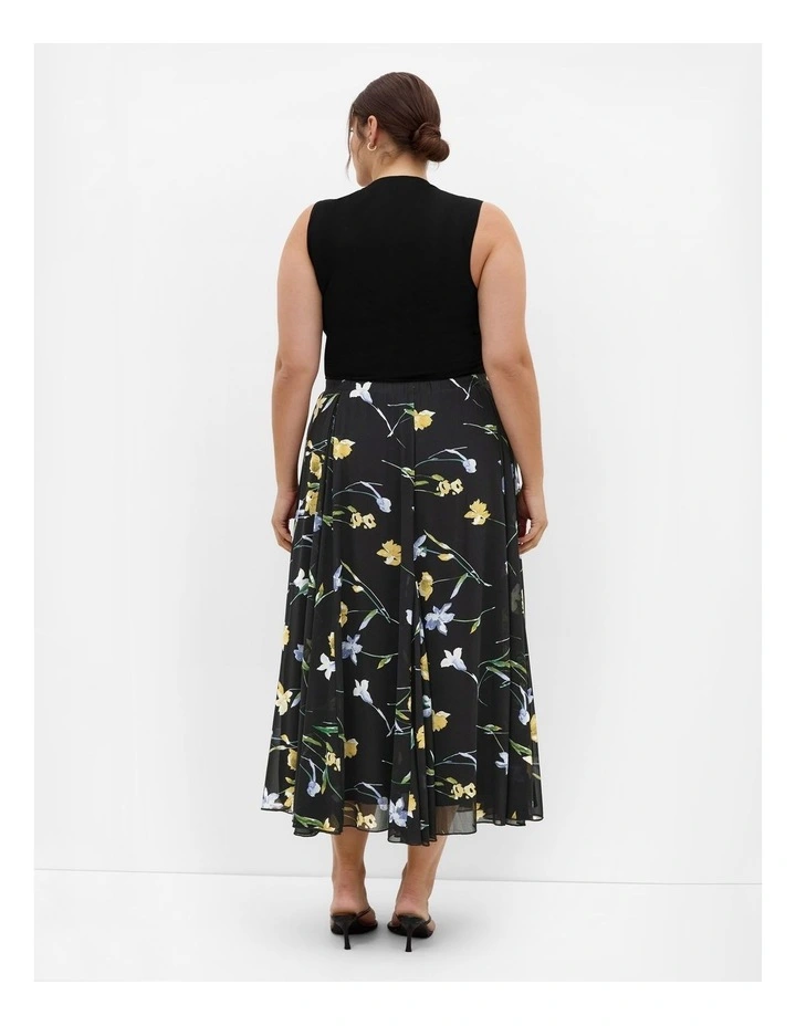 Serene Petal Print Skirt in Black image 2