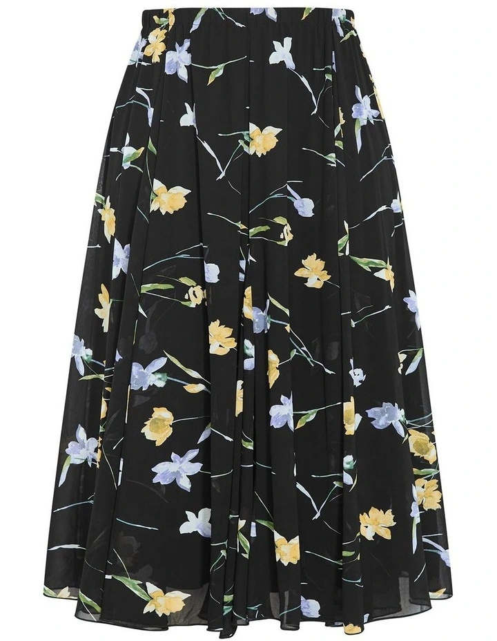 Serene Petal Print Skirt in Black image 3