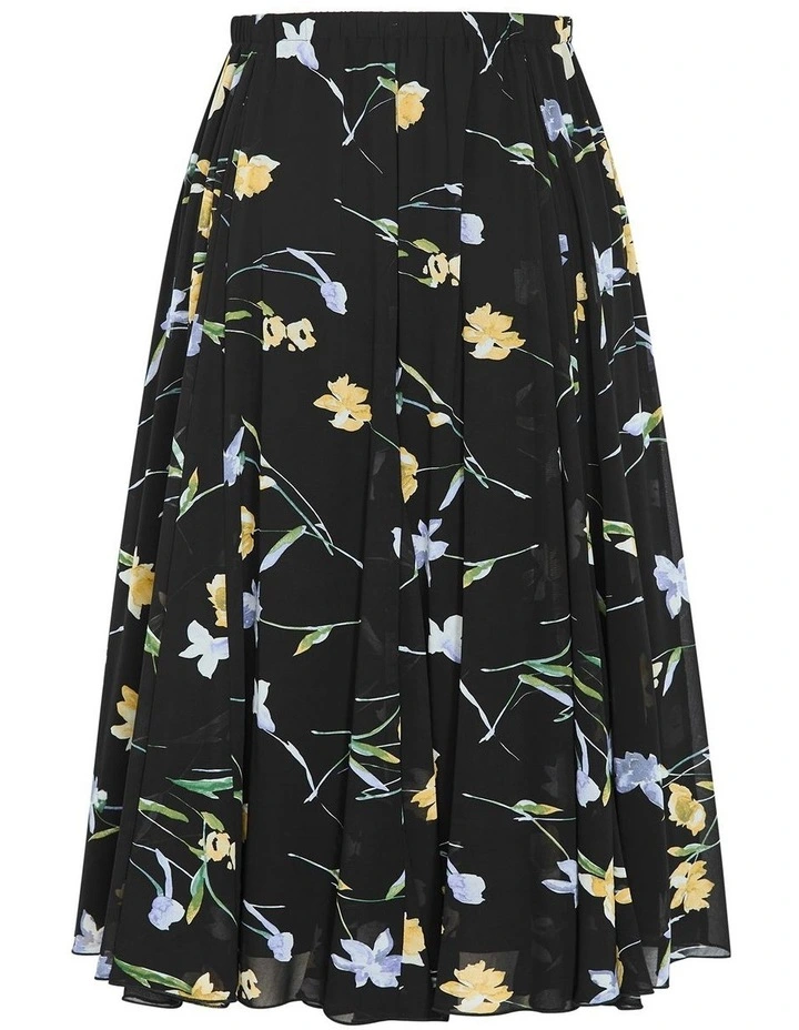 Serene Petal Print Skirt in Black image 4