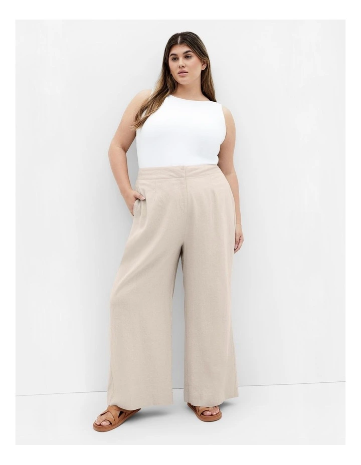 Sylvie Linen Pant in Neutral image 1