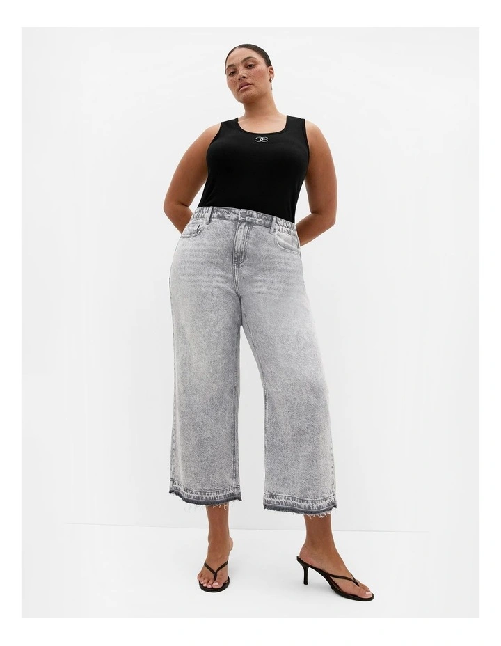 Harley Fit Wide Leg Crop Jean in Grey wash image 1