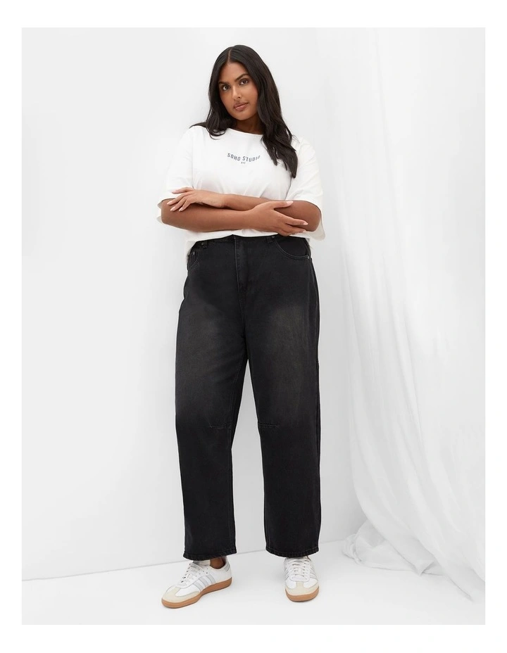 Harley Fit Brooke Barrel Jean in Black wash image 1