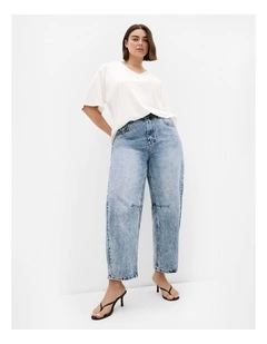 Harley Fit Brooke Barrel Jean in Stone Wash