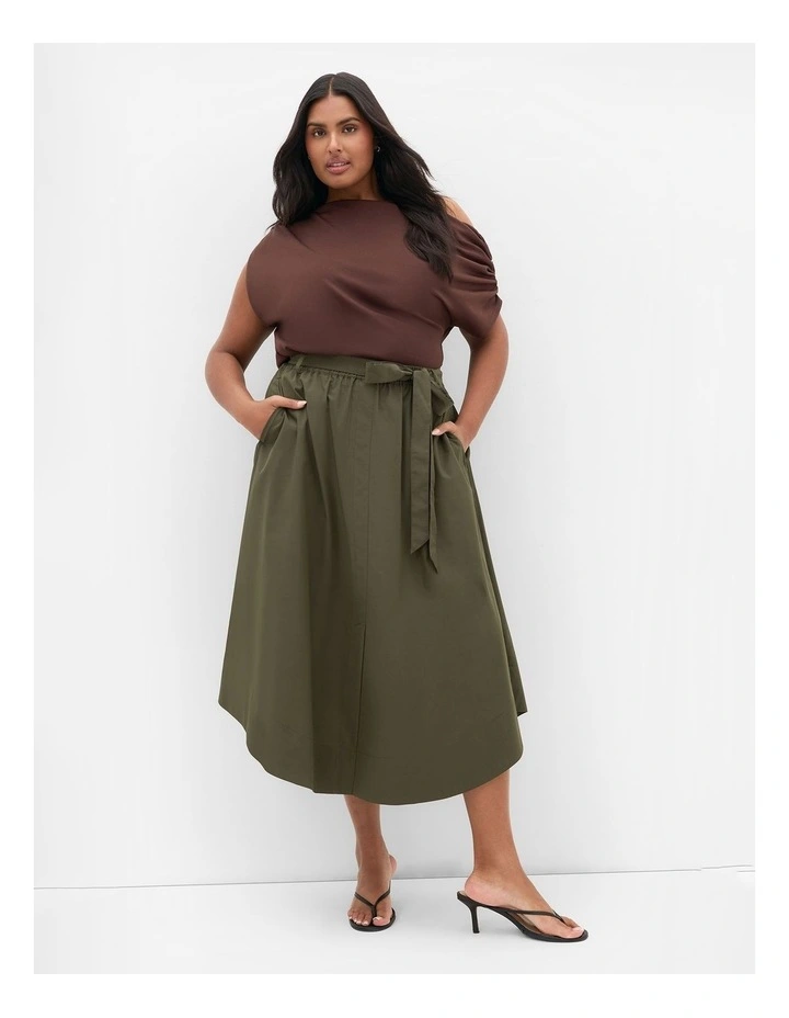 Ally Midi Skirt in Khaki image 1