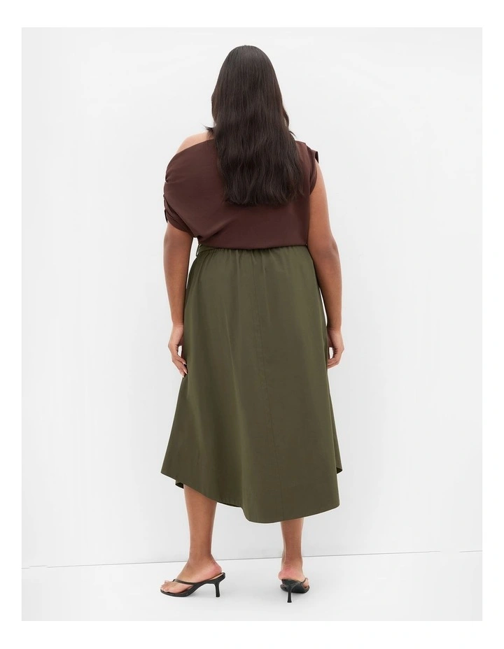 Ally Midi Skirt in Khaki image 2