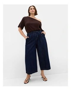 Tiana Cotton Denim Crop Pant in Dark Wash