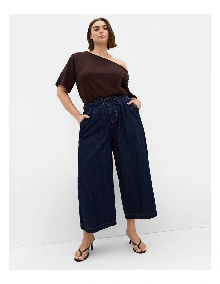 Tiana Cotton Denim Crop Pant in Dark Wash image 1