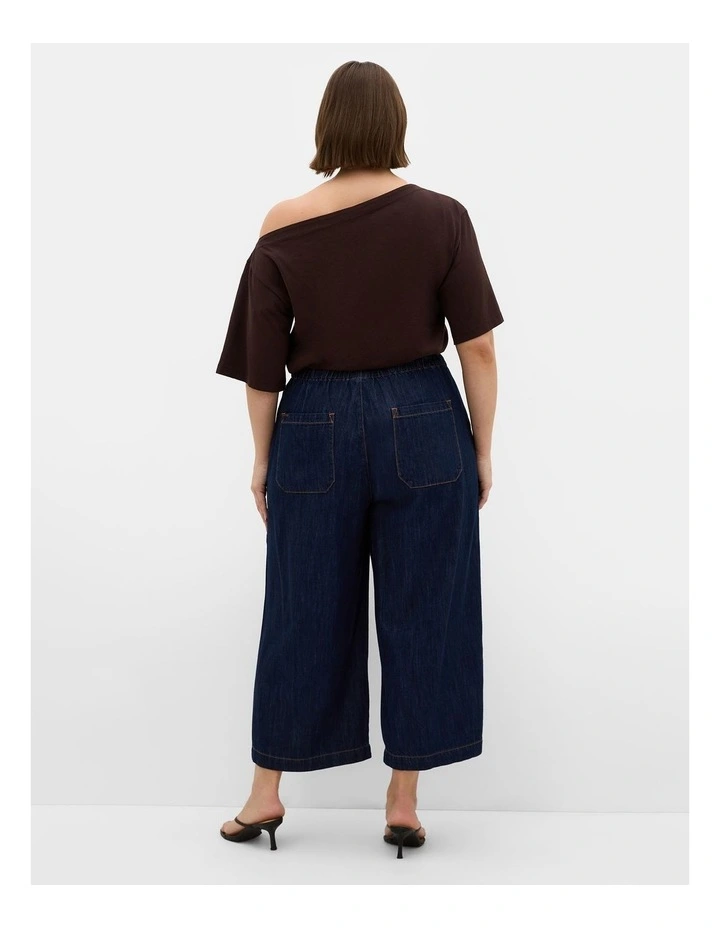 Tiana Cotton Denim Crop Pant in Dark Wash image 2