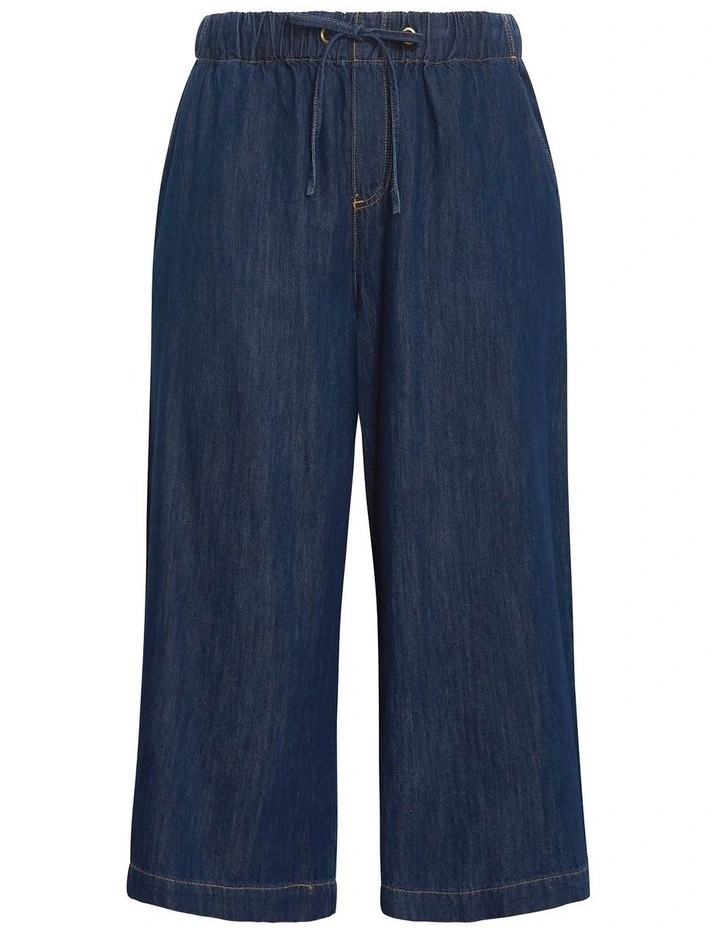 Tiana Cotton Denim Crop Pant in Dark Wash image 3