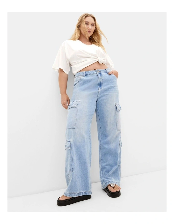Harley Fit Iona Cargo Wide Leg Jean in Light Wash image 1