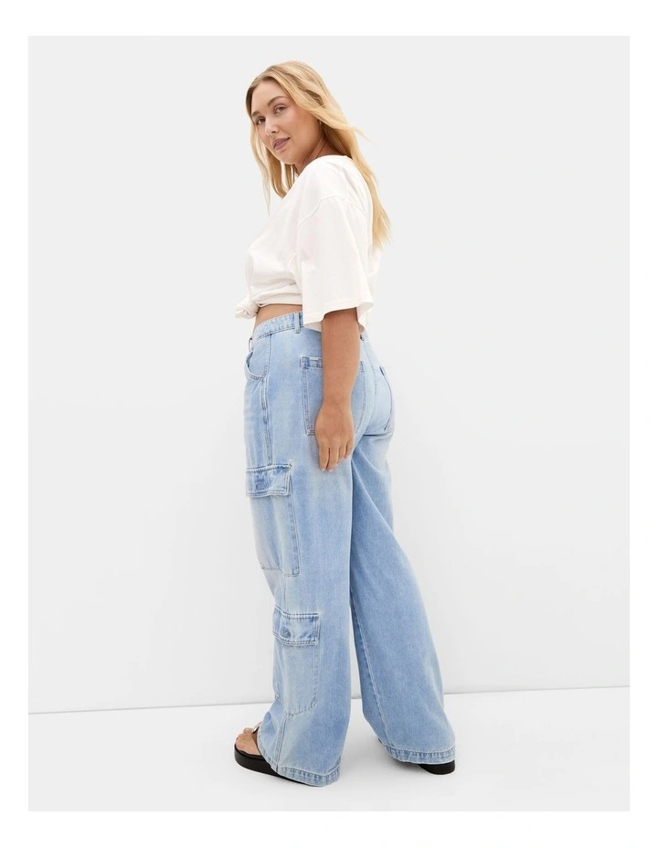 Harley Fit Iona Cargo Wide Leg Jean in Light Wash image 2