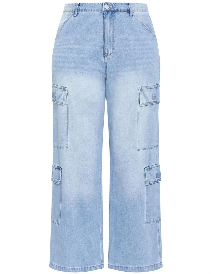 Harley Fit Iona Cargo Wide Leg Jean in Light Wash image 3