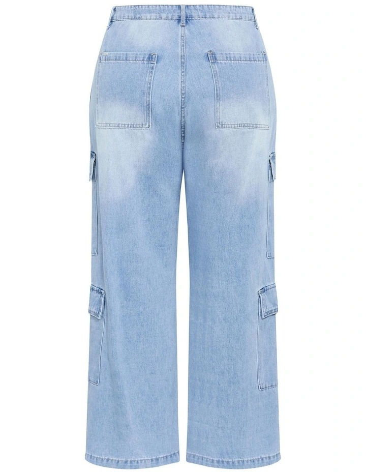Harley Fit Iona Cargo Wide Leg Jean in Light Wash image 4