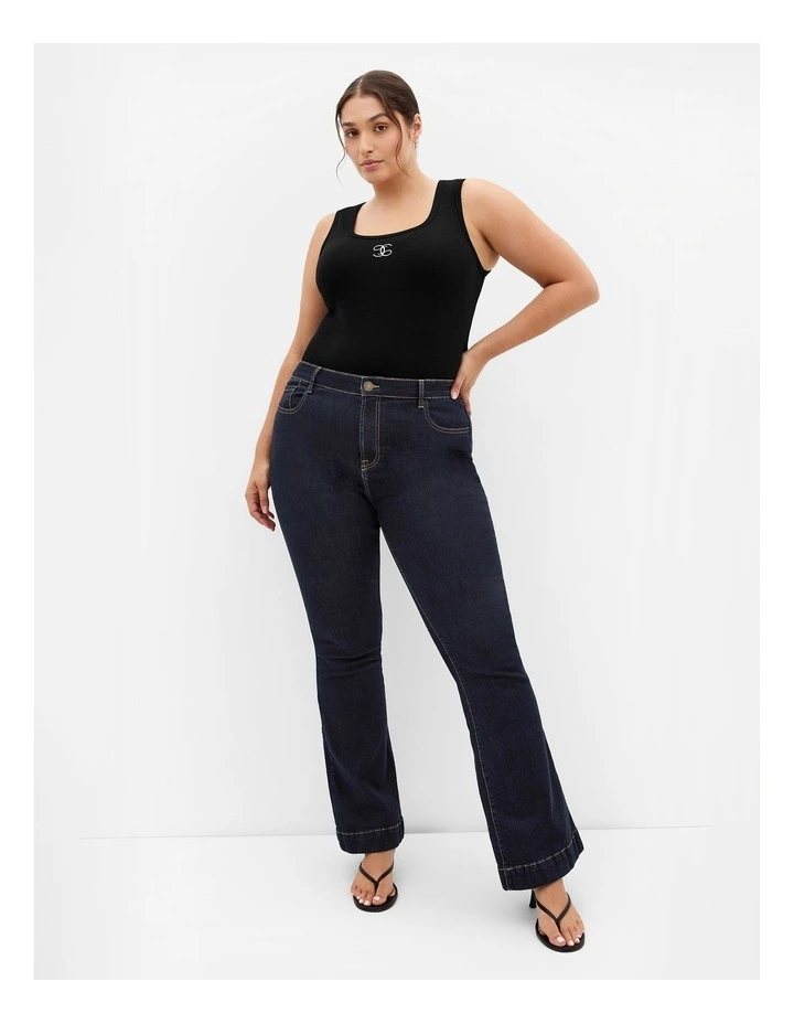 Asha Fit Jasmin Regular Flare Leg Jean in Dark Wash image 1