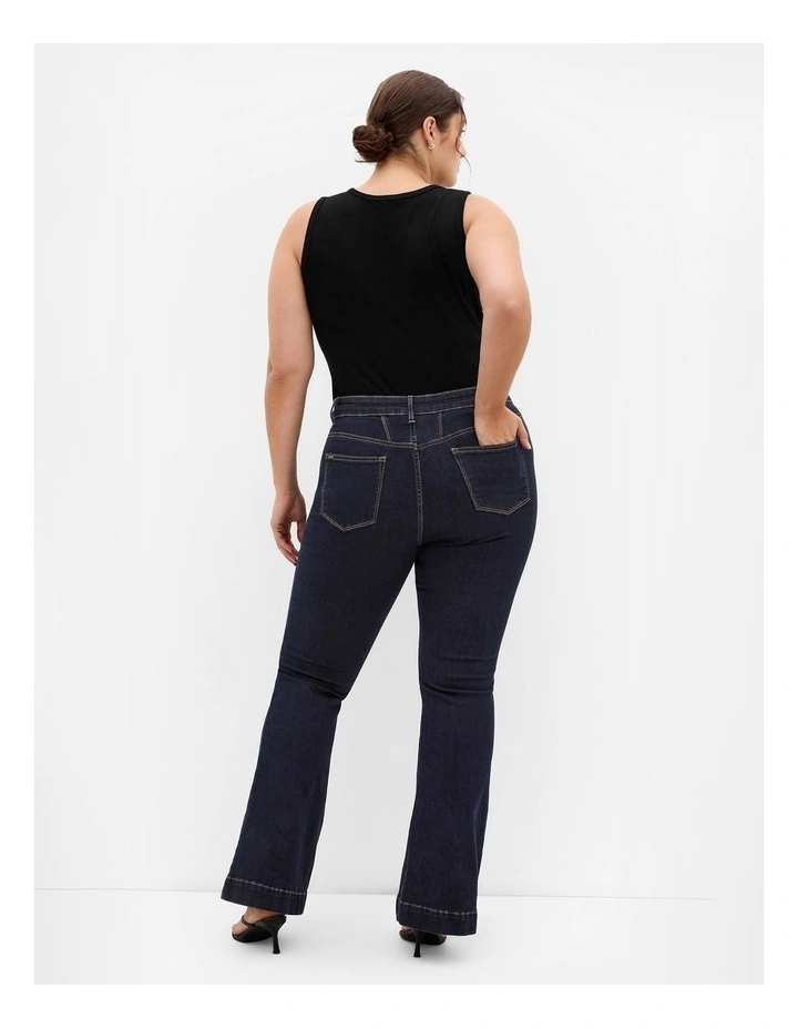 Asha Fit Jasmin Regular Flare Leg Jean in Dark Wash image 2