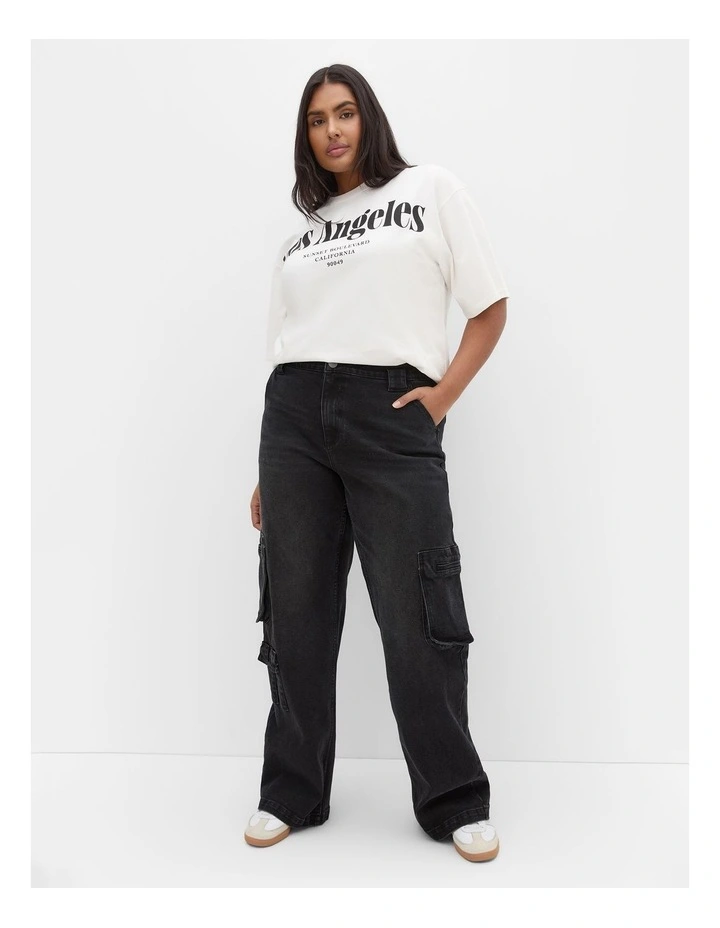 Harley Fit Oaklyn Cargo Wide Leg Jean in Black Wash image 1