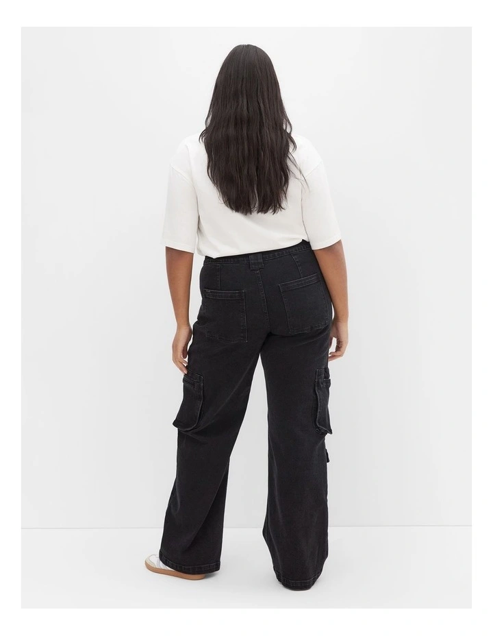Harley Fit Oaklyn Cargo Wide Leg Jean in Black Wash image 2