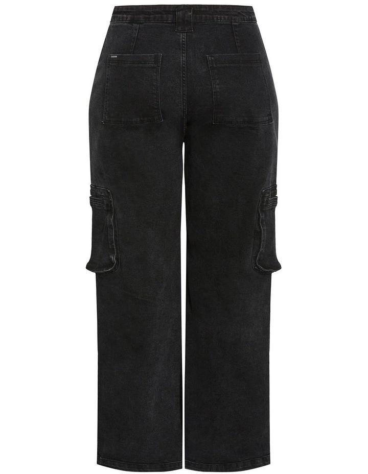 Harley Fit Oaklyn Cargo Wide Leg Jean in Black Wash image 4