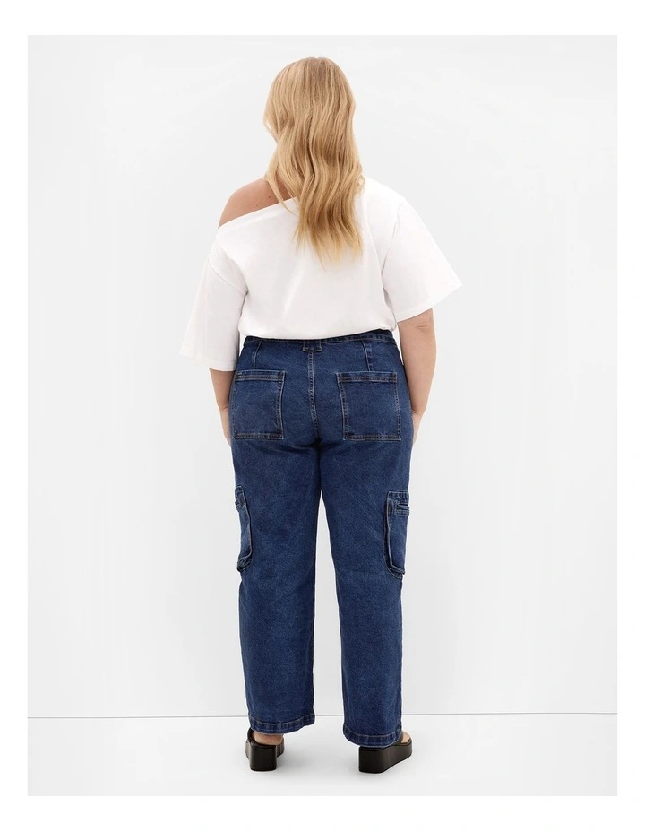 Harley Fit Oaklyn Cargo Short Wide Leg Jean in Dark Wash image 2