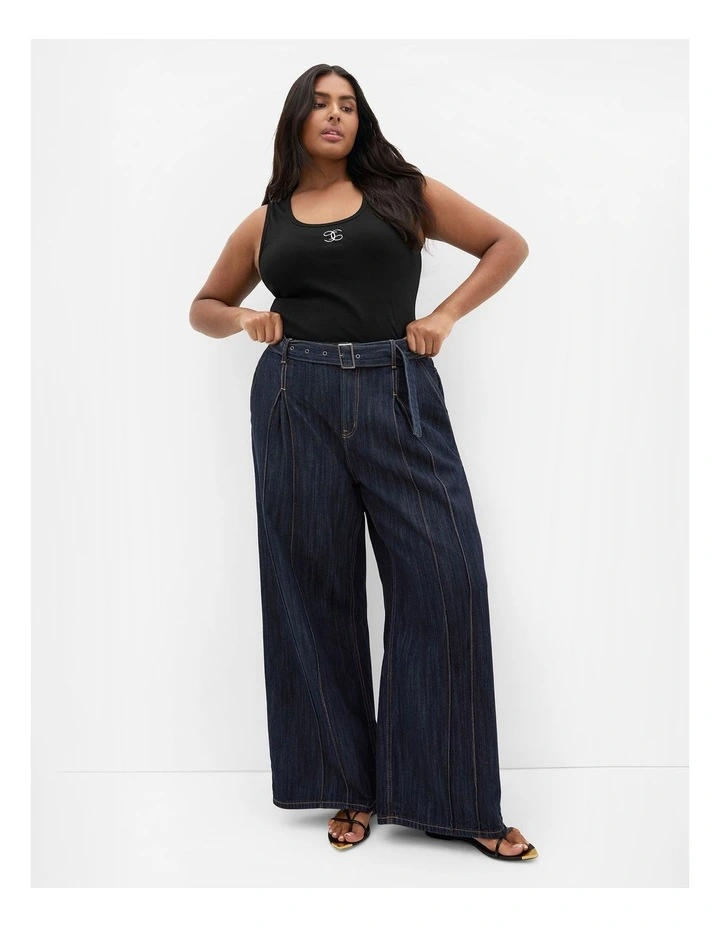 Harley Fit Bria Belted Wide Leg Jean in Dark Wash image 1