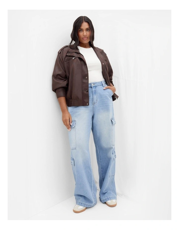 Harley Fit Iona Cargo Wide Leg Jean in Light Wash image 3