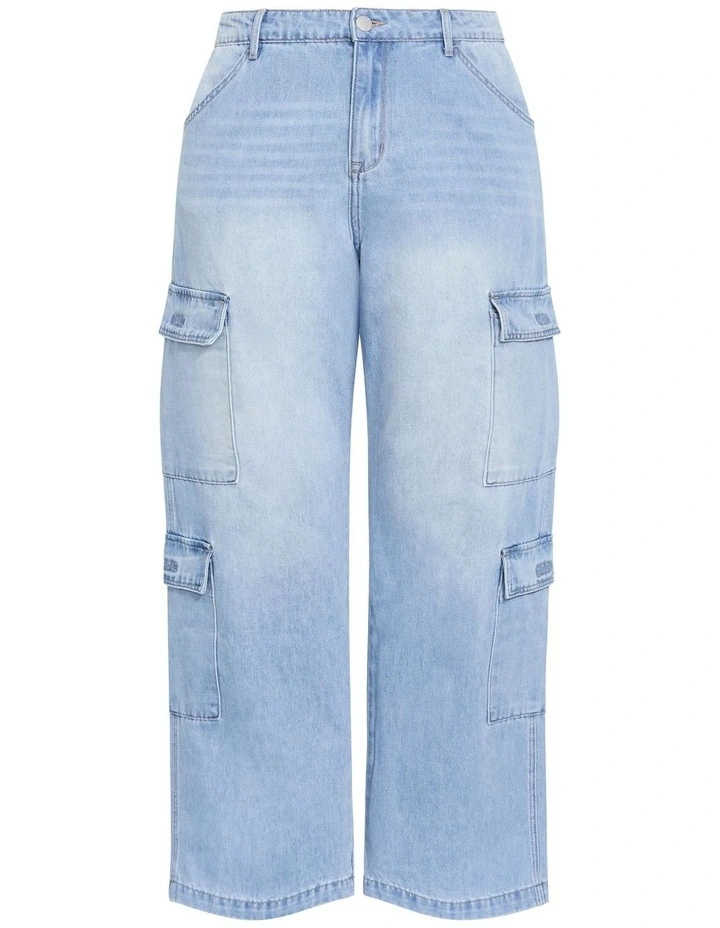 Harley Fit Iona Cargo Wide Leg Jean in Light Wash image 4