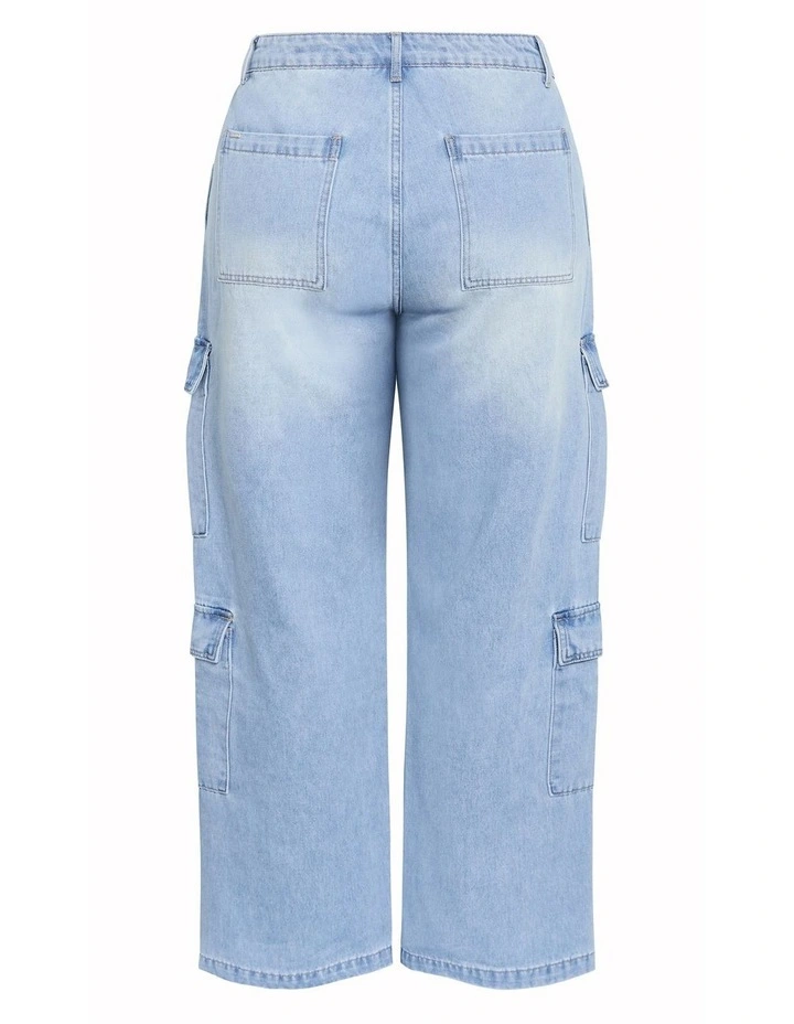 Harley Fit Iona Cargo Wide Leg Jean in Light Wash image 5