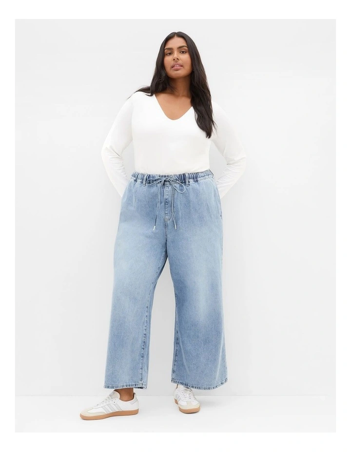 Jorja Wide Leg Crop Denim Pant in Light Wash image 1