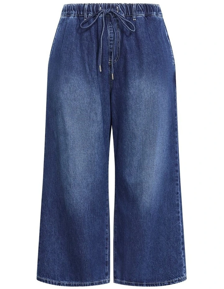 Jorja Wide Leg Crop Denim Pant in Mid Wash image 3