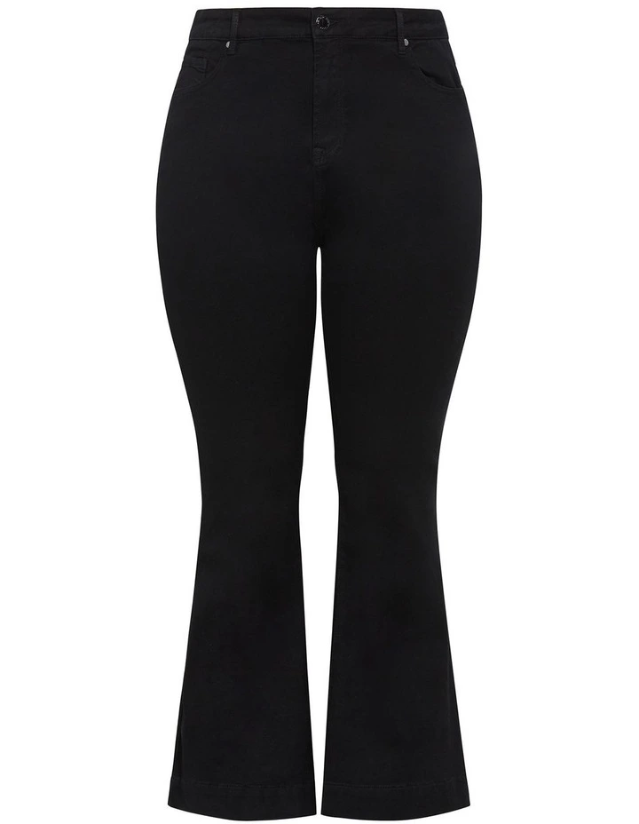 Asha Fit Jasmin Short Flare Leg Jean in Black image 3