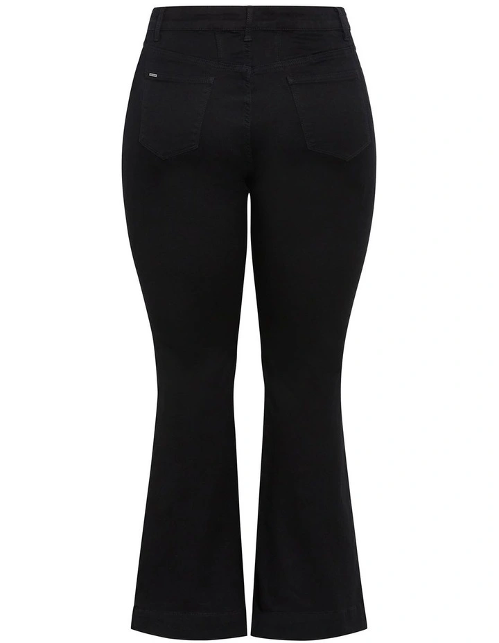 Asha Fit Jasmin Short Flare Leg Jean in Black image 4