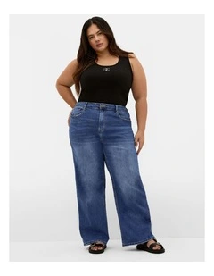 Harley Fit Lora Wide Leg Jean in Mid Wash