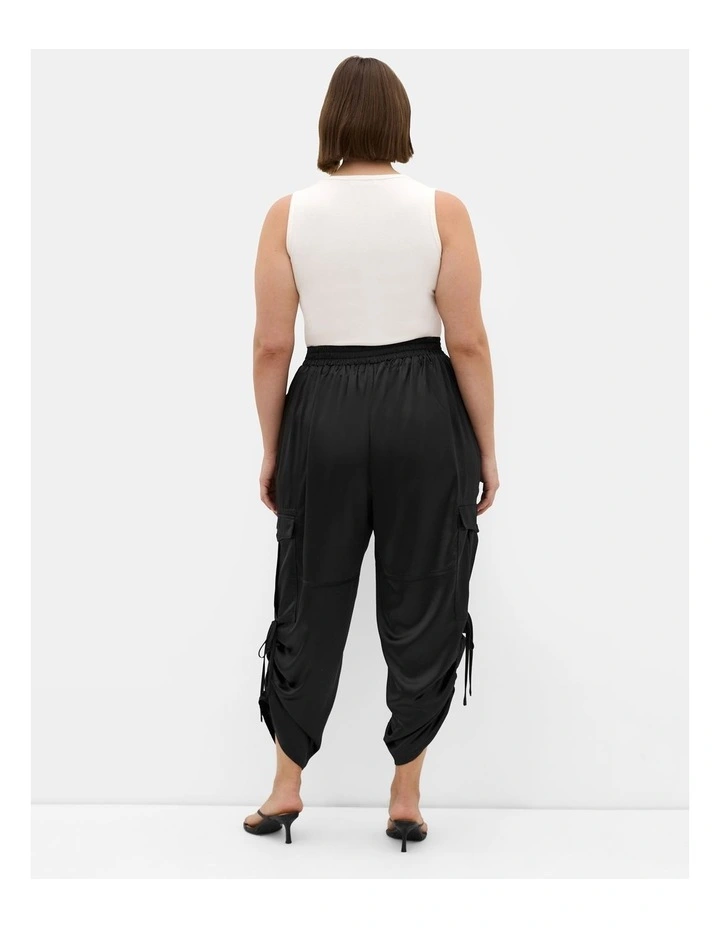 Cargo Castle Satin Pant in Black image 2