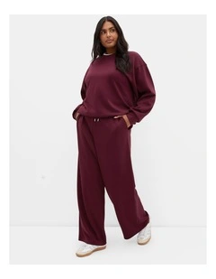 Mae Wide Leg Jogger in Dark Cherry