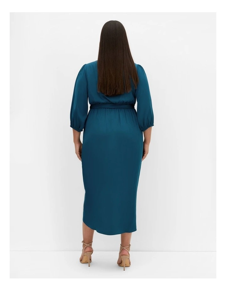 Opulent Elbow Sleeve Dress in Teal image 2