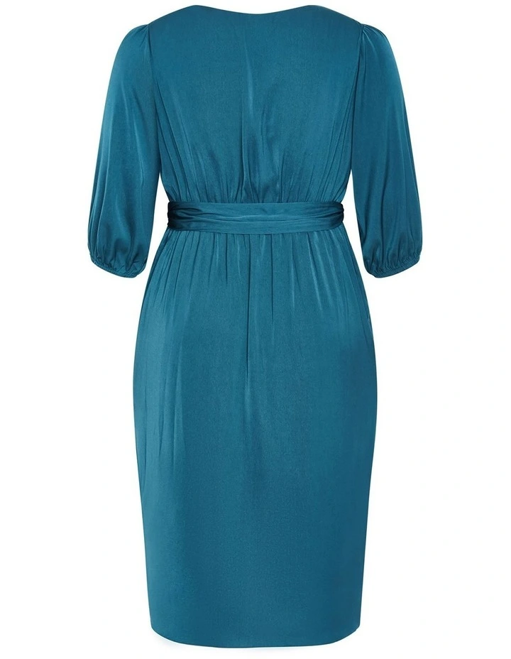 Opulent Elbow Sleeve Dress in Teal image 4