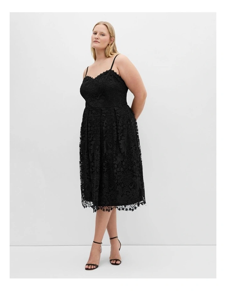 Scarlet Lace Midi Dress in Black image 1