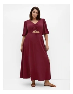 Jolene V Neck Maxi Dress in Burgundy