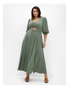 Jolene V Neck Maxi Dress in Khaki