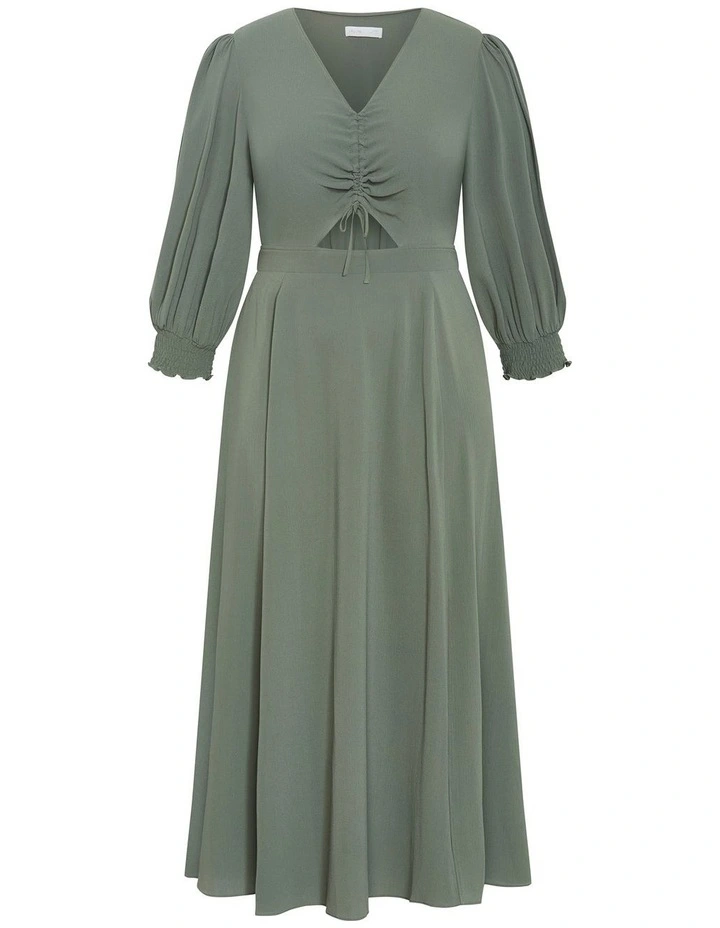 Jolene V Neck Maxi Dress in Khaki image 3