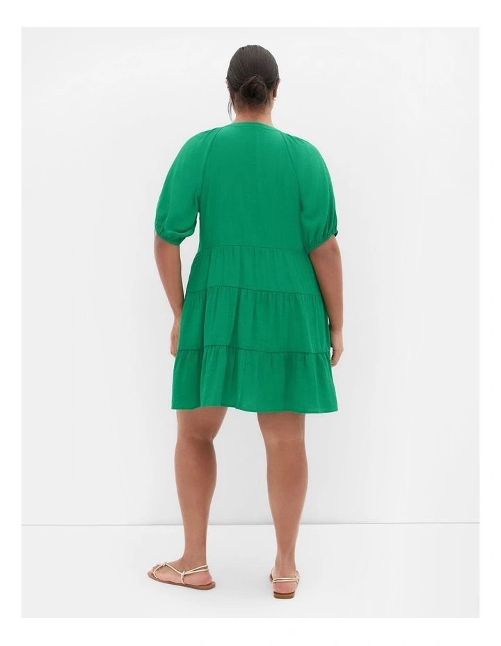 Kara Tiered Mini Dress in Green image 2